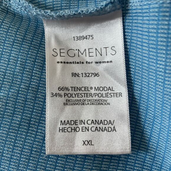 Segments Women’s Sz XXL Blue 3/4 Sleeve Shirt Tencel Modal Polyester Striped - Picture 7 of 7